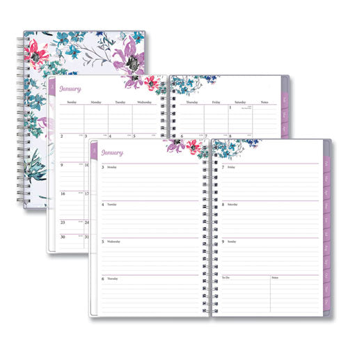 Laila Create-your-own Cover Weekly/monthly Planner, Wildflower Artwork, 8 X 5, Purple/blue/pink, 12-month (jan-dec): 2024