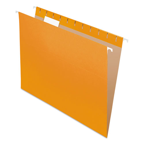 Colored Hanging Folders, Letter Size, 1/5-cut Tabs, Orange, 25/box