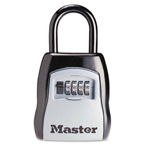 Locking Combination 5 Key Steel Box, 3.25" Wide, Black/silver