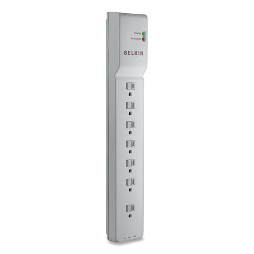 Home/office Surge Protector, 7 Ac Outlets, 12 Ft Cord, 2,160 J, White