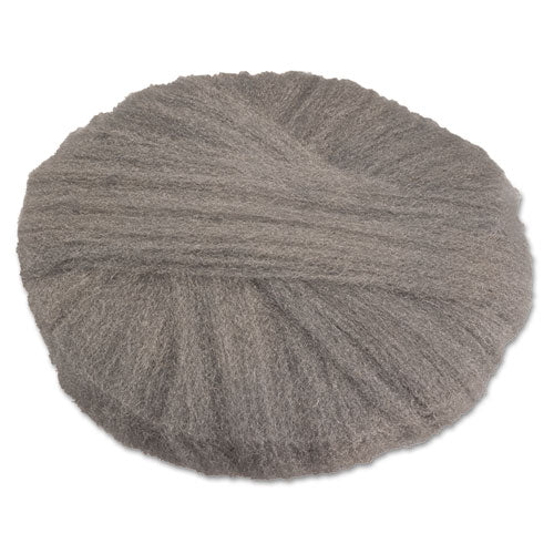 Radial Steel Wool Pads, Grade 2 (coarse): Stripping/scrubbing, 17" Diameter, Gray, 12/carton