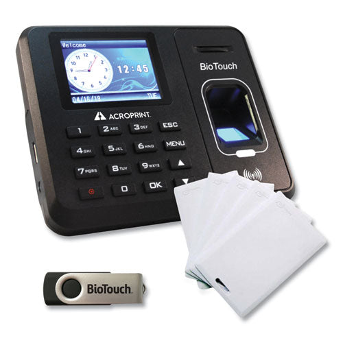 Biotouch Time Clock And Badges Bundle, 10,000 Employees, Black