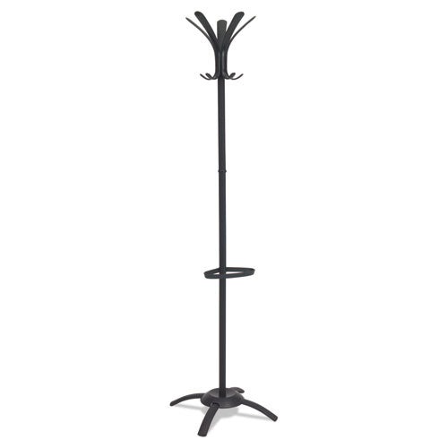 Cleo Coat Stand, Stand Alone Rack, Ten Knobs, Steel/plastic, 19.75w X 19.75d X 68.9h, Black