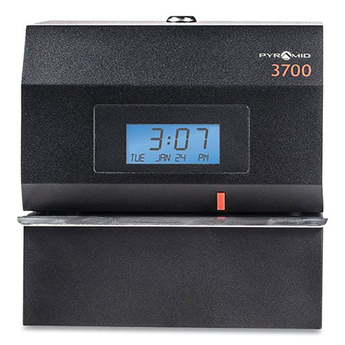 3700 Heavy-duty Time Clock And Document Stamp, Lcd Display, Black