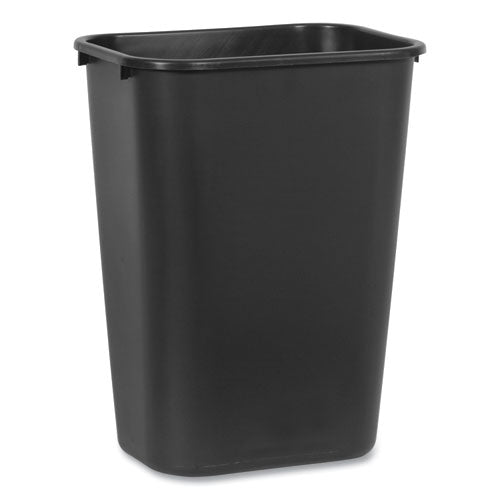 Deskside Plastic Wastebasket, 10.25 Gal, Plastic, Black