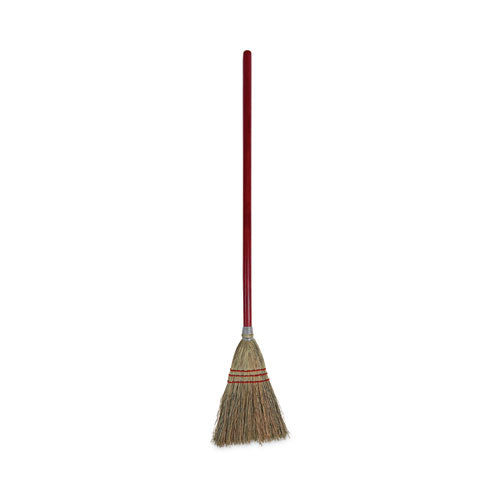 Corn Fiber Lobby/toy Broom, Corn Fiber Bristles, 39" Overall Length, Red, 12/carton