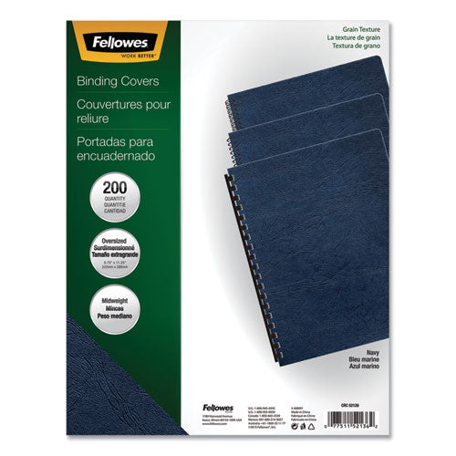 Expressions Classic Grain Texture Presentation Covers For Binding Systems, Navy, 11.25 X 8.75, Unpunched, 200/pack