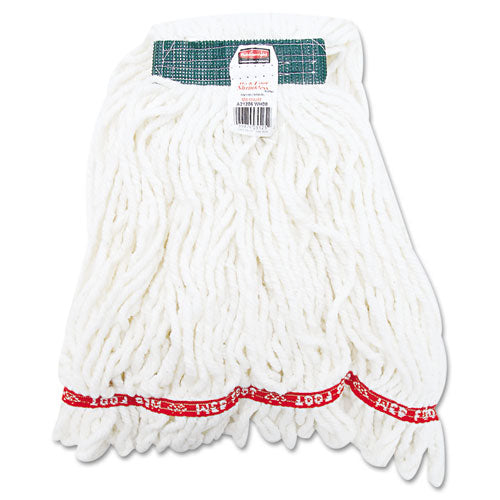 Web Foot Shrinkless Looped-end Wet Mop Head, Cotton/synthetic, Medium, White