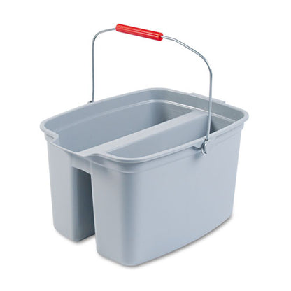 19 Quart Double Utility Pail, Plastic, Gray, 18 X 14.5 X 10