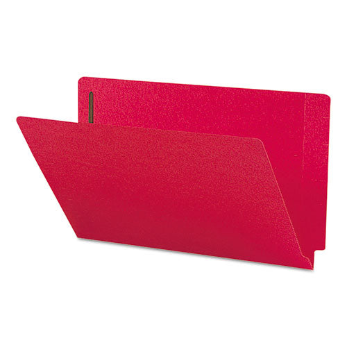 Heavyweight Colored End Tab Fastener Folders, 0.75" Expansion, 2 Fasteners, Legal Size, Red Exterior, 50/box