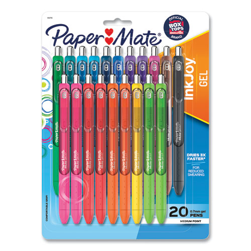 Inkjoy Gel Pen, Retractable, Medium 0.7 Mm, Assorted Ink And Barrel Colors, 20/pack