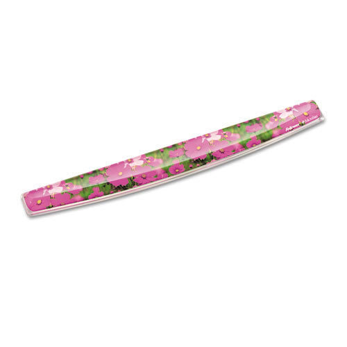 Photo Gel Keyboard Wrist Rest With Microban Protection, 18.56 X 2.31, Pink Flowers Design