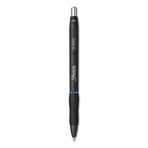 S-gel High-performance Gel Pen, Retractable, Fine 0.5 Mm, Blue Ink, Black Barrel, Dozen