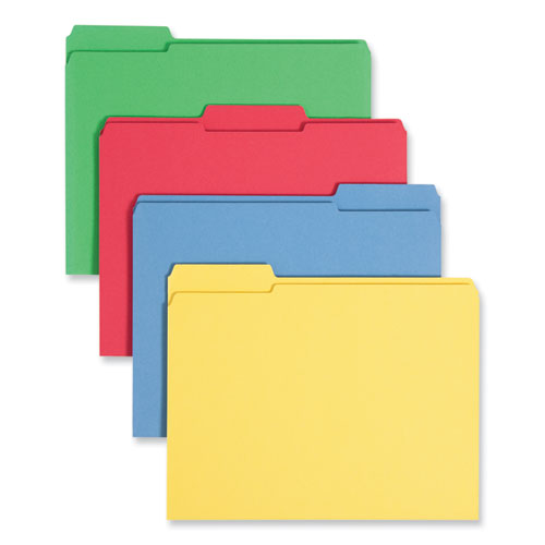 Reinforced Top Tab Colored File Folders, 1/3-cut Tabs: Assorted, Letter Size, 0.75" Expansion, Assorted Colors, 12/pack