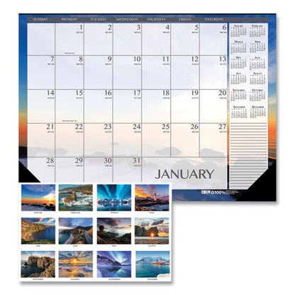 Recycled Earthscapes Desk Pad Calendar, Seascapes Photography, 22 X 17, Black Binding/corners,12-month (jan To Dec): 2024