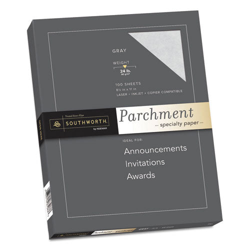 Parchment Specialty Paper, 24 Lb Bond Weight, 8.5 X 11, Gray, 100/pack