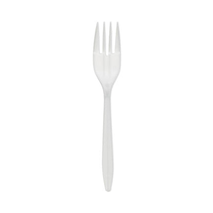 Fieldware Cutlery, Fork, Mediumweight, White, 1,000/carton