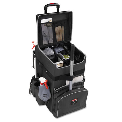 Executive Quick Clean Janitorial Cart, Synthetic Fabric, 16 Compartments, 14.25" X 16.5" X 25", Dark Gray