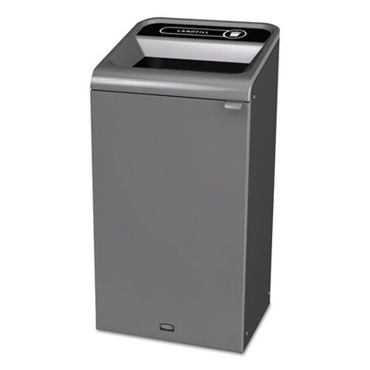 Configure Indoor Recycling Waste Receptacle, Landfill, 23 Gal, Metal, Gray