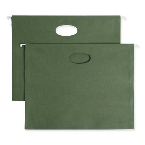 100% Recycled Hanging Pockets With Full-height Gusset, 1 Section, 3.5" Capacity, Letter Size, Standard Green, 10/box