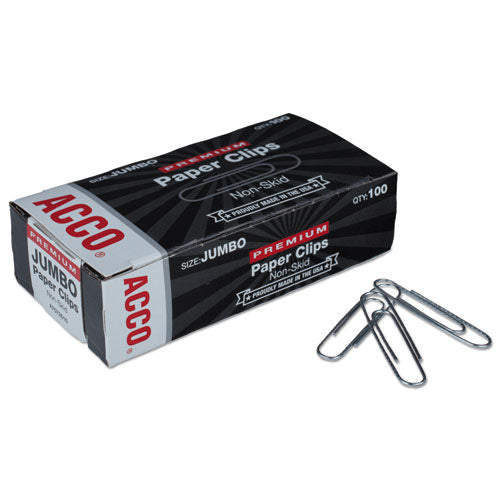 Premium Heavy-gauge Wire Paper Clips, Jumbo, Nonskid, Silver, 100 Clips/box, 10 Boxes/pack