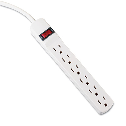 Power Strip, 6 Outlets, 6 Ft Cord, Ivory