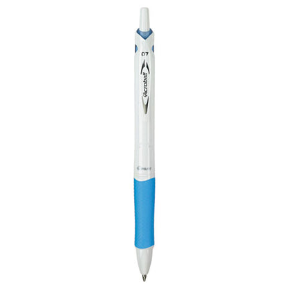 Acroball Purewhite Advanced Ink Hybrid Gel Pen, Retractable, Fine 0.7 Mm, Black Ink, White/blue Barrel