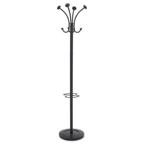 Viena Coat Stand, Eight Knobs, Steel, 16w X 16d X 70.5h, Black