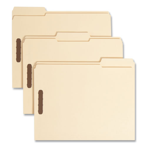 Recycled Top Tab Fastener Folders, 1/3-cut Tabs: Assorted, 0.75" Expansion, 2 Fasteners, Letter Size, Manila Exterior, 50/box