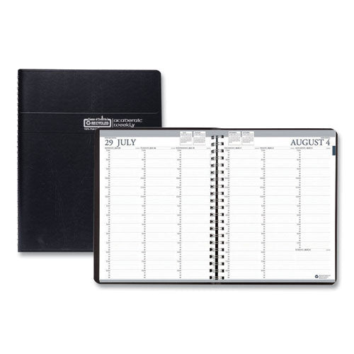 Recycled Professional Weekly Planner, 15-minute Appts, 11 X 8.5, Black Wirebound Soft Cover, 12-month (aug-july): 2023-2024