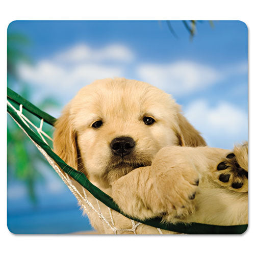 Recycled Mouse Pad, 9 X 8, Puppy In Hammock Design