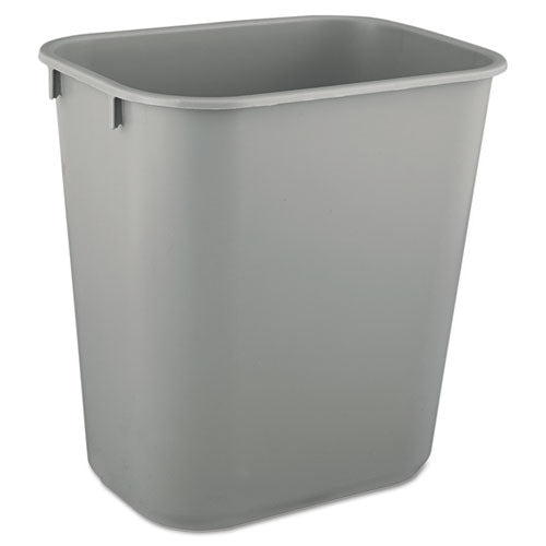 Deskside Plastic Wastebasket, 3.5 Gal, Plastic, Gray