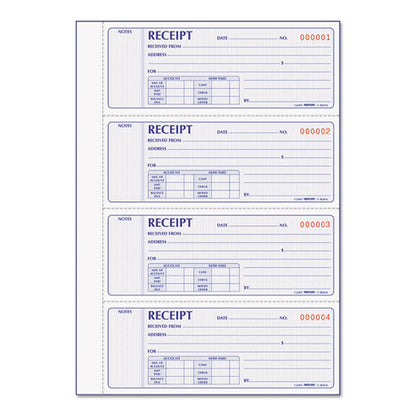 Receipt Book, Two-part Carbonless, 7 X 2.75, 4 Forms/sheet, 400 Forms Total