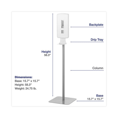 Fit Touch Free Dispenser Floor Stand, 15.7 X 15.7 X 58.3, White