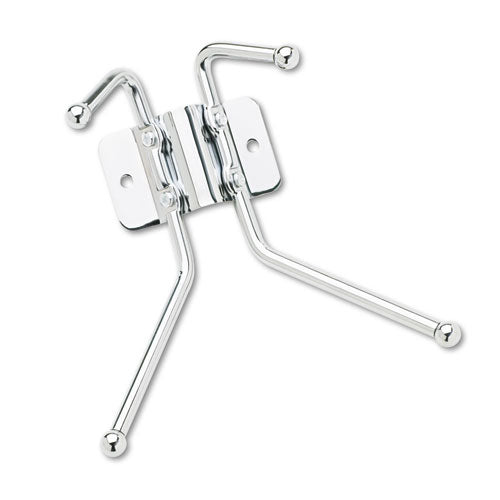 Metal Wall Rack, Two Ball-tipped Double-hooks, Metal, 6.5w X 3d X 7h, Chrome