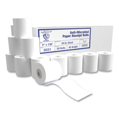 Armor Antimicrobial Receipt Roll Paper, 3" X 130 Ft, White, 50/carton