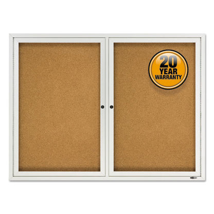 Enclosed Cork Bulletin Board, Cork/fiberboard, 48 X 36, Tan Surface, Silver Aluminum Frame