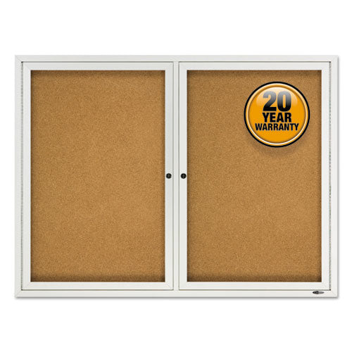 Enclosed Cork Bulletin Board, Cork/fiberboard, 48 X 36, Tan Surface, Silver Aluminum Frame