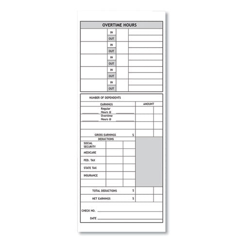 Time Clock Cards For Pyramid Technologies 1000/2000, Two Sides, 3.5 X 9, 100/pack