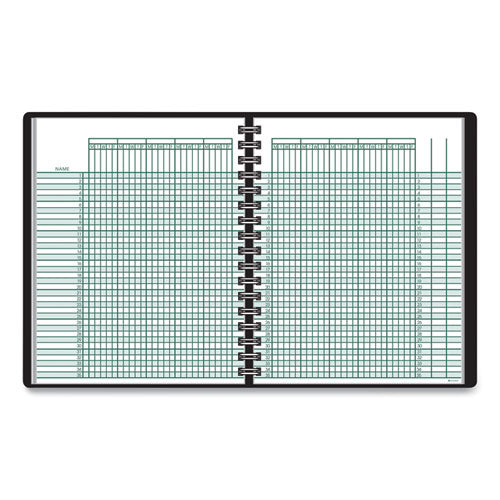 Undated Class Record Book, Nine To 10 Week Term: Two-page Spread (35 Students), 10.88 X 8.25, Black Cover