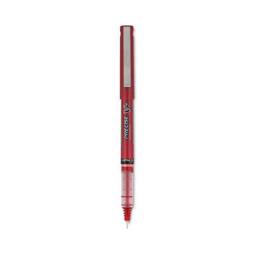 Precise V7 Roller Ball Pen, Stick, Fine 0.7 Mm, Red Ink, Red/clear Barrel, Dozen