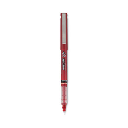 Precise V7 Roller Ball Pen, Stick, Fine 0.7 Mm, Red Ink, Red/clear Barrel, Dozen