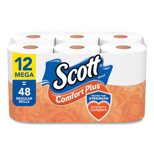 Comfortplus Toilet Paper, Mega Roll, Septic Safe, 1-ply, White, 425 Sheets/roll, 12 Rolls/pack