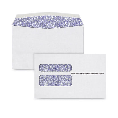 W-2 Laser Double Window Envelope, Commercial Flap, Gummed Closure, 5.63 X 9, White, 100/pack