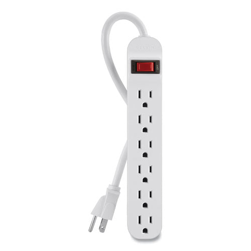 Power Strip, 6 Outlets, 3 Ft Cord, White