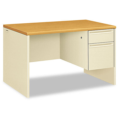 38000 Series Right Pedestal Desk, 48" X 30" X 29.5", Harvest/putty