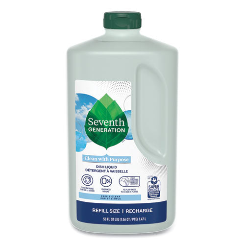 Natural Dishwashing Liquid, Free And Clear, 50 Oz Bottle, 3/carton