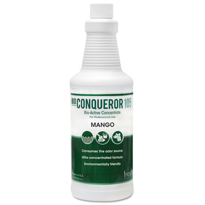 Bio Conqueror 105 Enzymatic Odor Counteractant Concentrate, Mango, 32 Oz Bottle, 12/carton