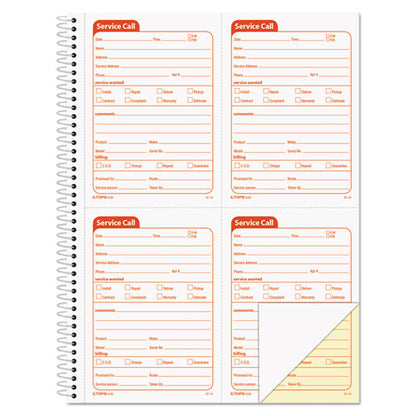 Service Call Book, Two-part Carbonless, 5.5 X 3.88, 4 Forms/sheet, 200 Forms Total