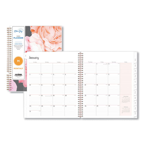 Joselyn Monthly Wirebound Planner, Joselyn Floral Artwork, 10 X 8, Pink/peach/black Cover, 12-month (jan To Dec): 2024